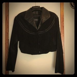 Cutest Short Blk Leather Coat w/Fringe Never Worn!